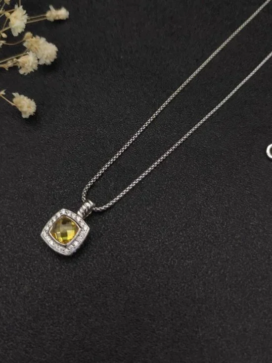 David Yurman 925Silver Necklace with Citrine Gem - Picture 3 of 4